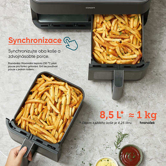 8 přednastavených programů – Cosori Dual Basket 8,5 L