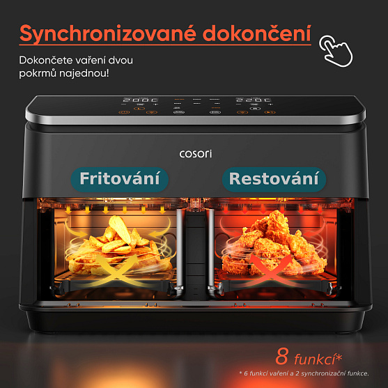 Synchronizace košů Sync Finish a Sync Cook – Cosori Dual Basket 8,5 L