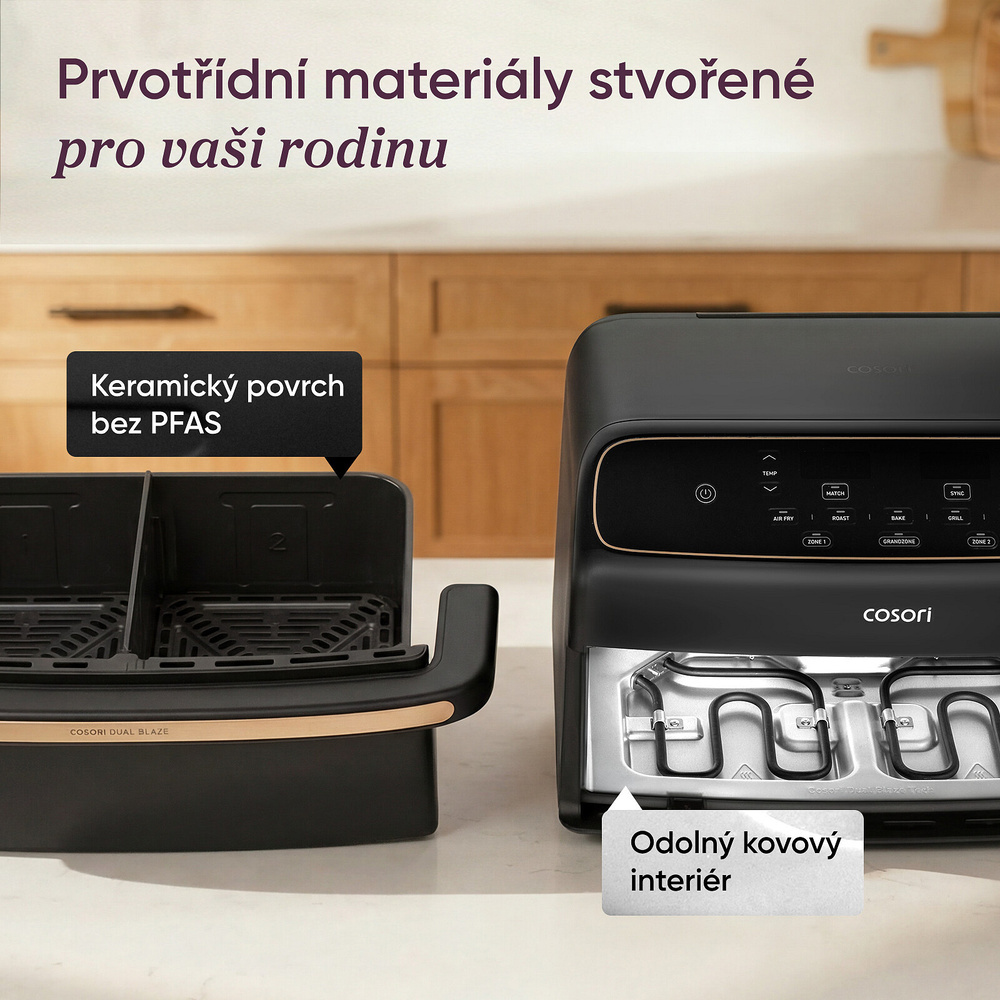 Keramický povrch Cosori Dual Blaze Twin Fry Compact