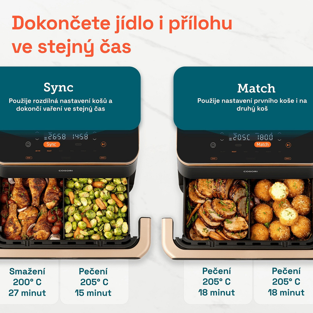Funkce Sync Cosori Dual Blaze TwinFry