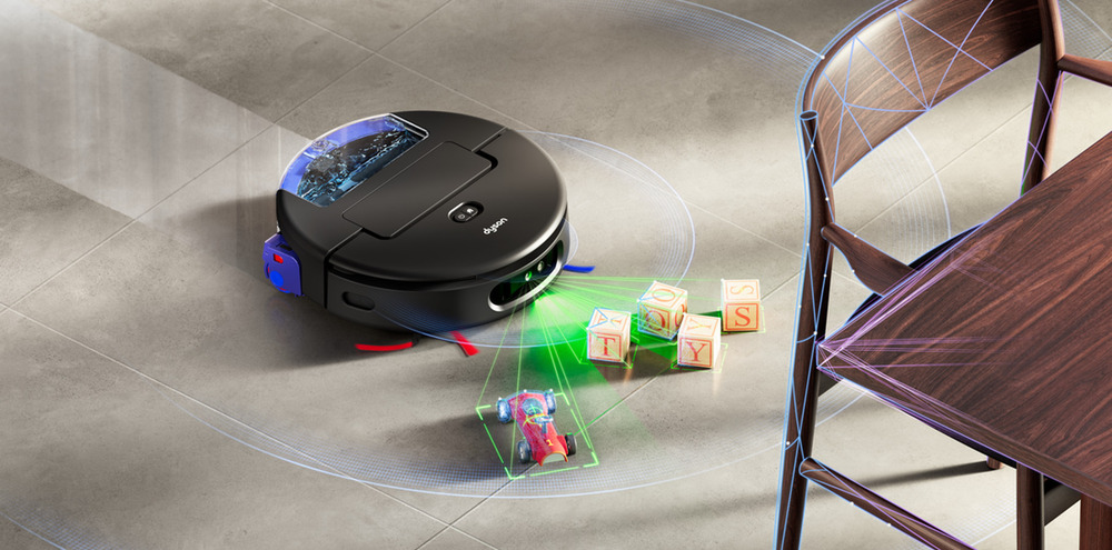 Přesná navigace a inteligentní přepínání režimů robotického vysavače Dyson Spot+Scrub AI