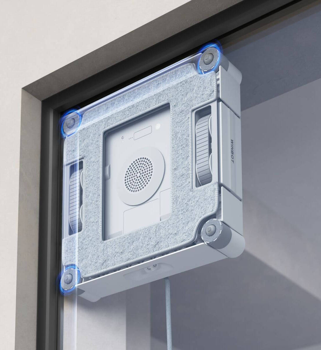 Senzory, které hlídají rám okna – Ecovacs Winbot W2S PRO