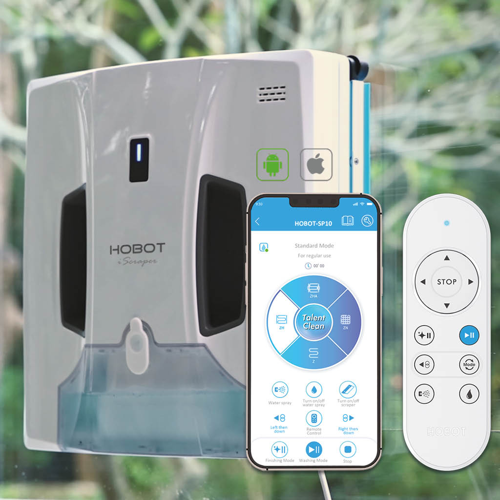 Ovládání telefonem a dálkovým ovladačem HOBOT SP-10 iScraper