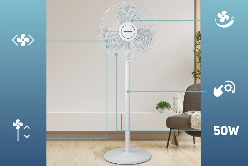 Stojanový ventilátor s nastavitelnou výškou