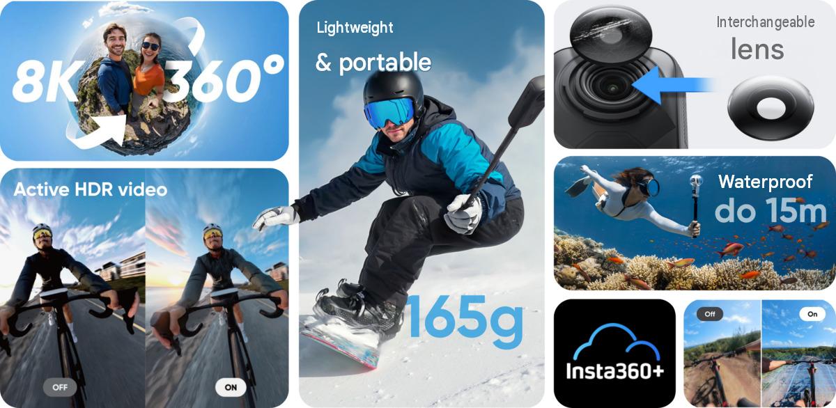 Lehká a dostupná – Insta360 X4 Air Starter Bundle black