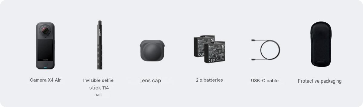 Obsah balení Starter Bundle – Insta360 X4 Air Starter Bundle black