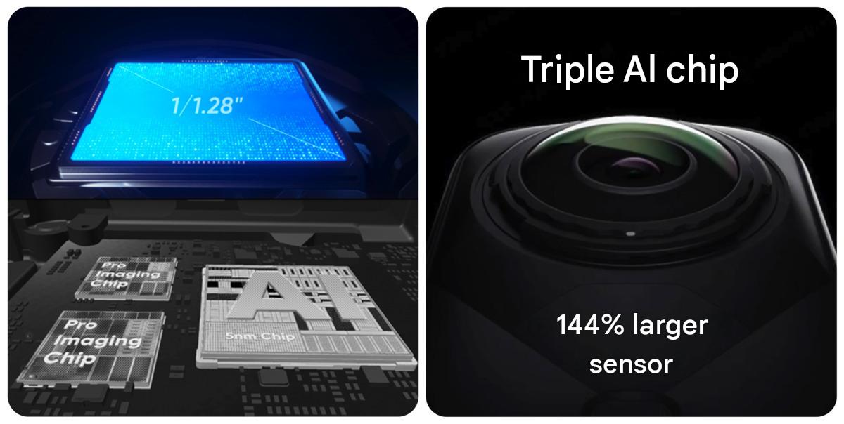Trojitý AI čip a snímač 1/1,28 palce – Insta360 X5 Essentials Bundle