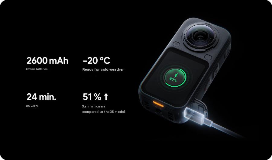 Baterie Xtreme a rychlé nabíjení – Insta360 X6 Essentials Bundle Midnight Black