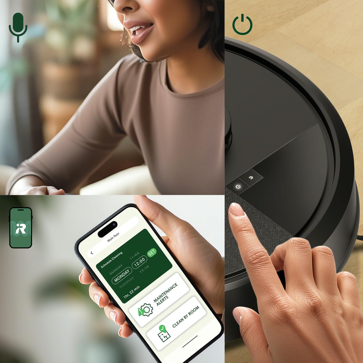Ovládání aplikací hlasem i tlačítkem iRobot Roomba 115 Combo