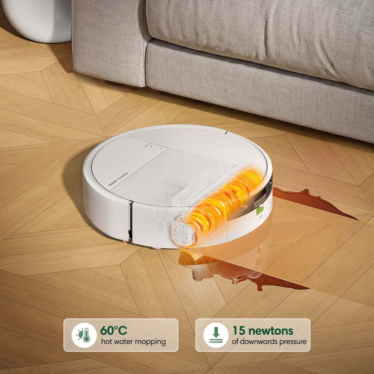 Vytírání horkou vodou mopem PowerSpin™ – iRobot Roomba Plus 675 Combo + AutoWash dock