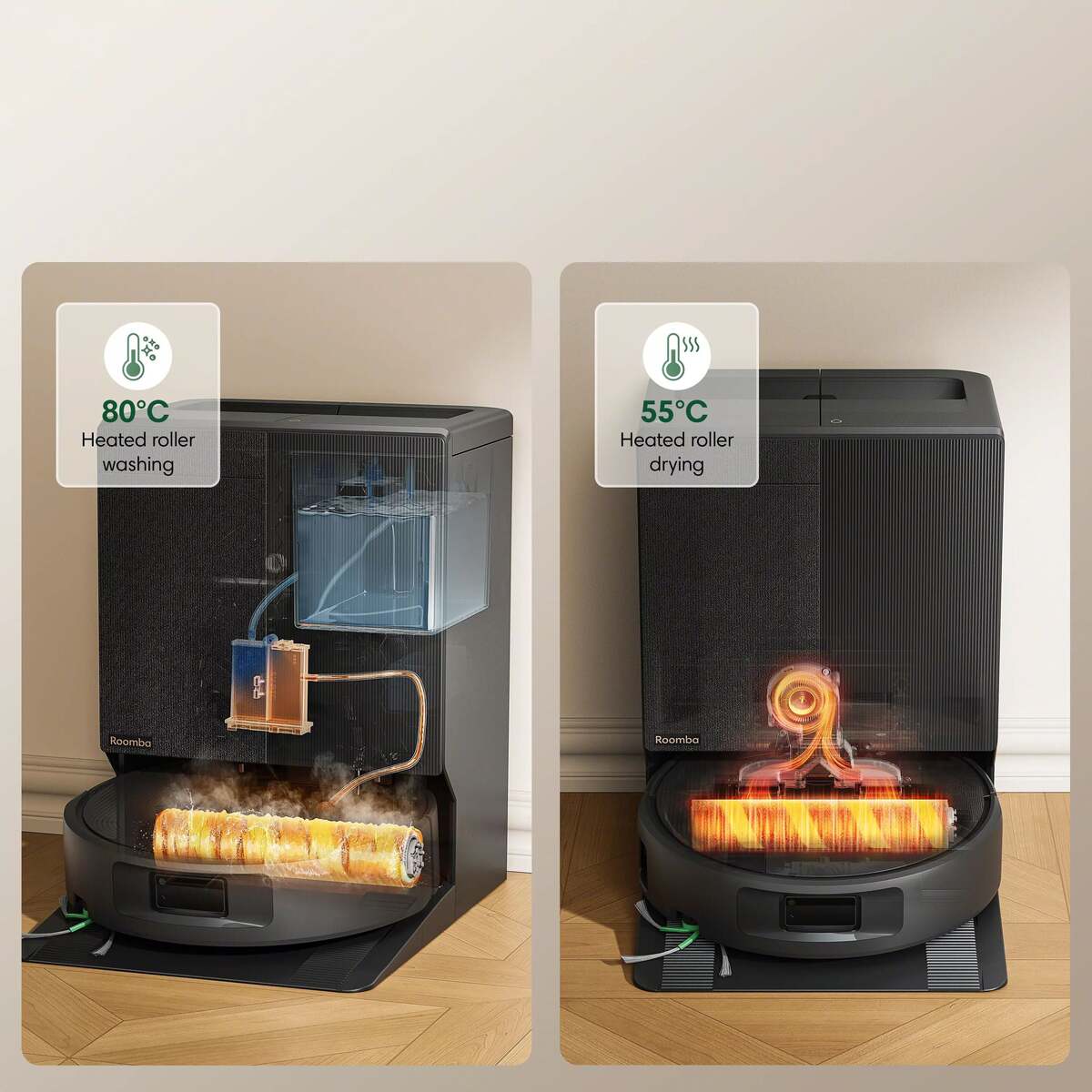 Mytí mopu při 80 °C a sušení teplým vzduchem – iRobot Roomba Plus 675 Combo + AutoWash dock