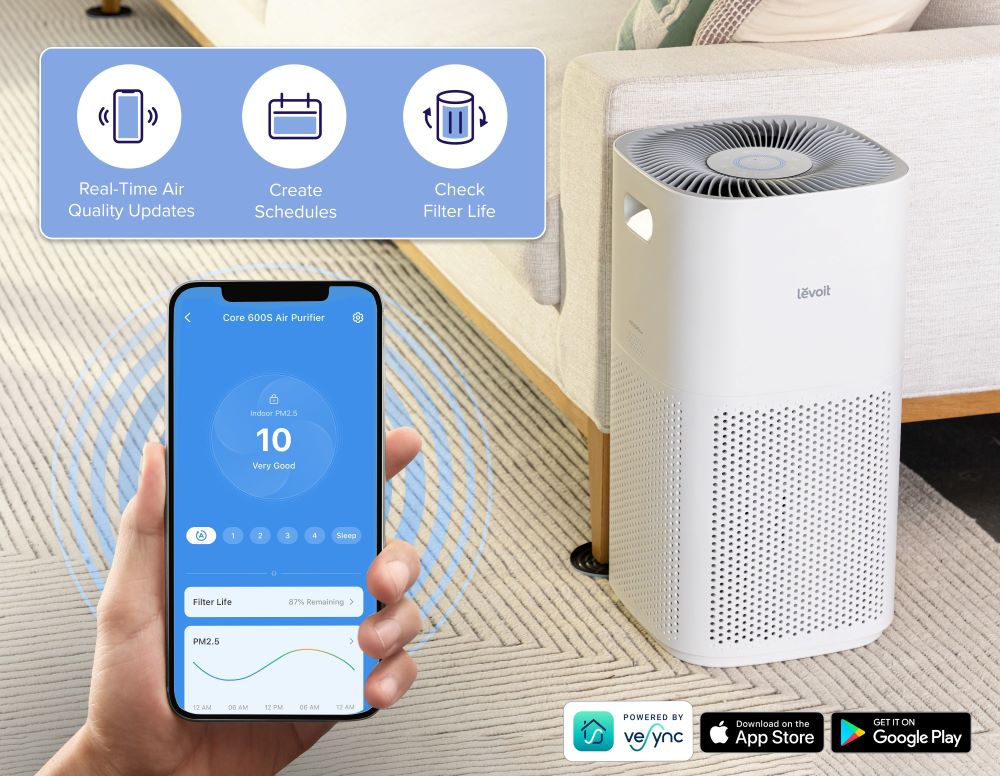 Chytré ovládání Levoit CORE 600S přes aplikaci