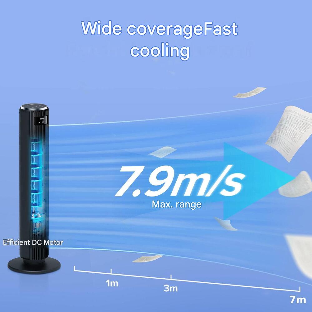 Oscilace ventilátoru Levoit TempSense F362 DC Vortex