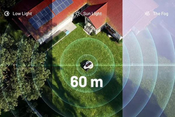 Robotická sekačka Mammotion YUKA 2 mini 1000 - různé světelné podmínky