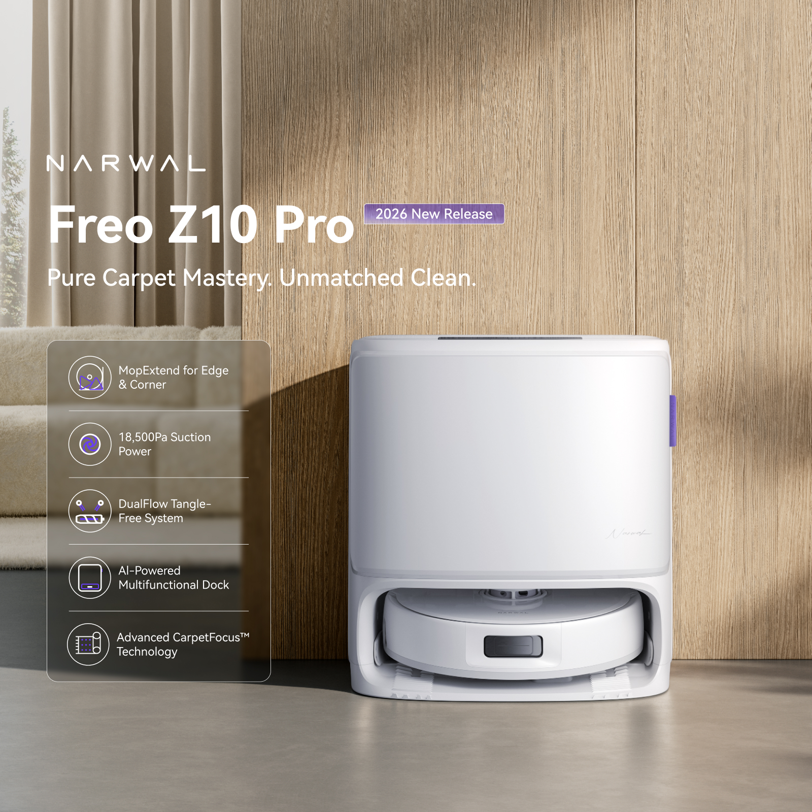 Sací výkon 18 500 Pa Narwal Freo Z10 Pro