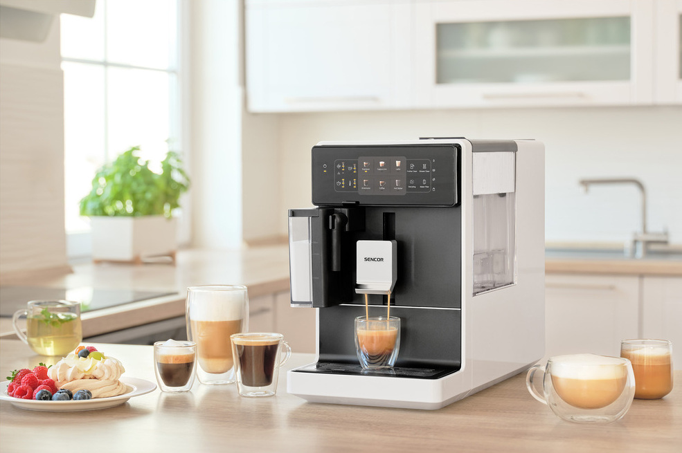 Automatický kávovar Sencor SES 9301WH v elegantním designu