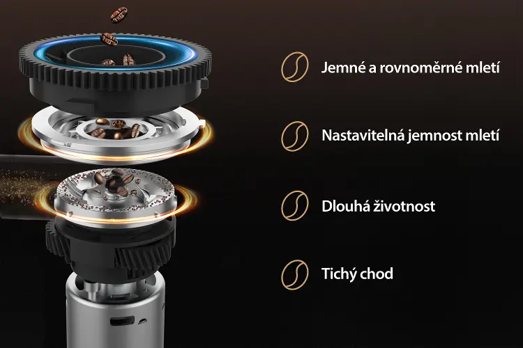 Keramický mlýnek s nastavením hrubosti – Sencor SES 9400BK ENZO