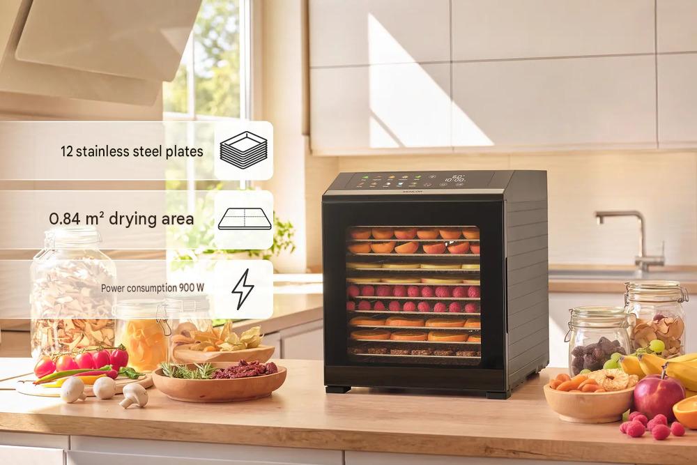 Prostor pro sušení jakýchkoli potravin – Sencor SFD 7300BK