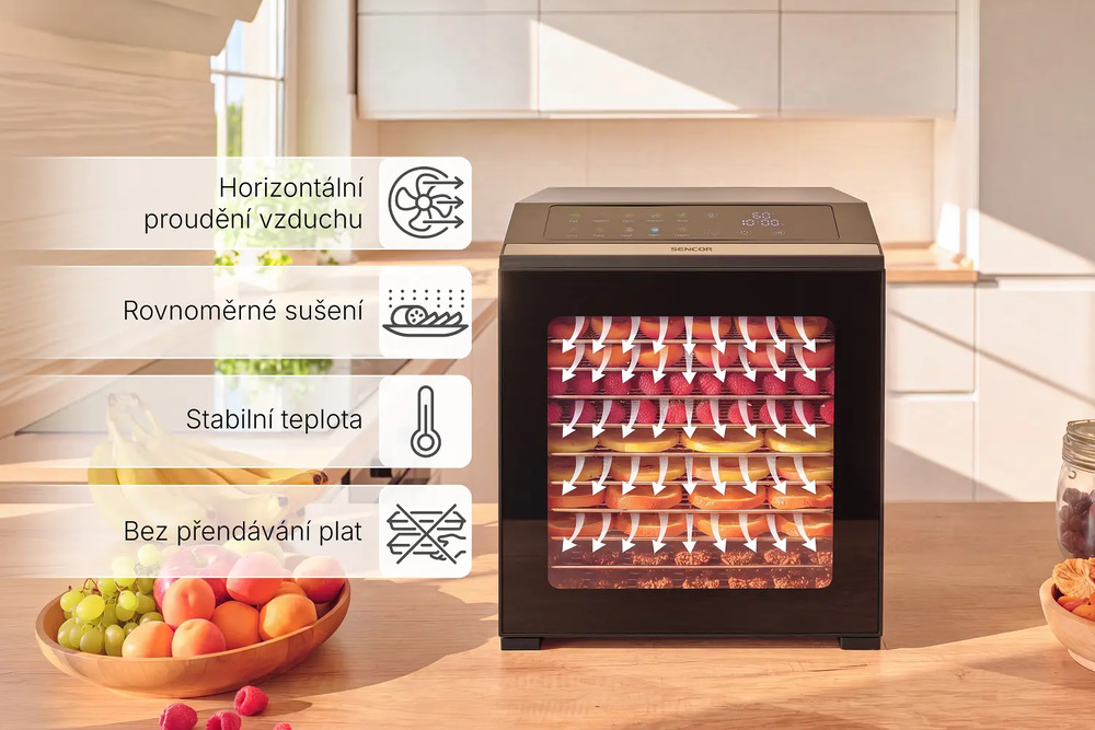 Rovnoměrné sušení na všech platech – Sencor SFD 7300BK