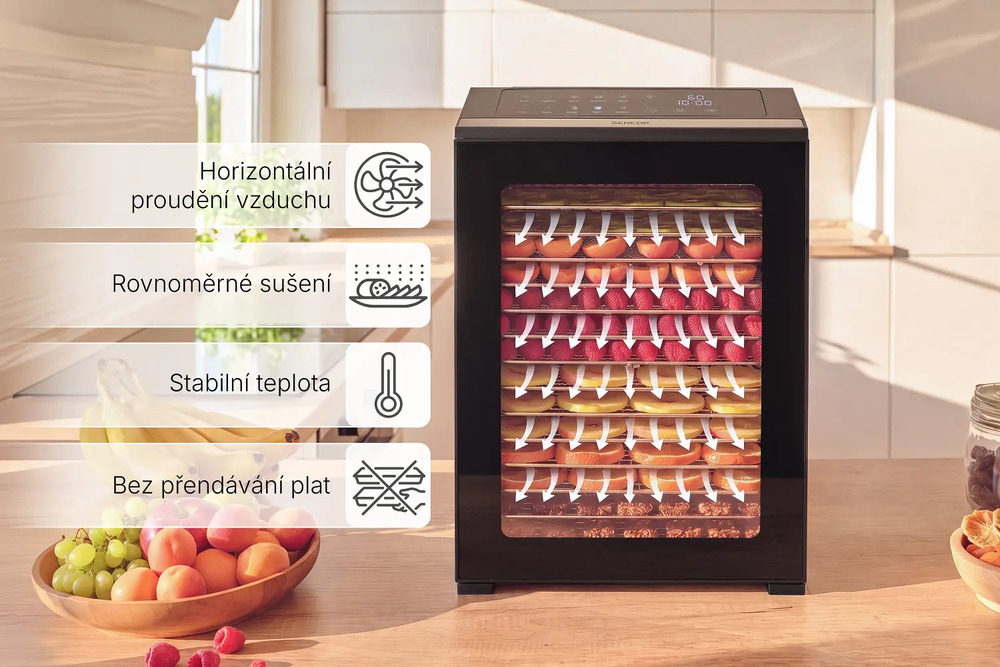 Rovnoměrné vysoušení všech plat – Sencor SFD 8300BK