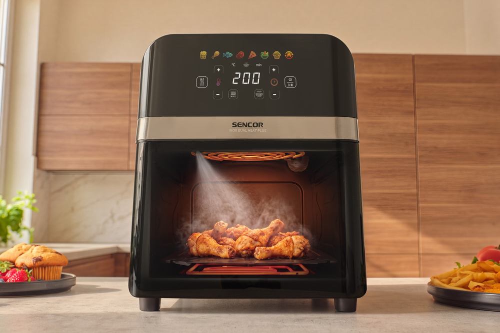Šťavnaté pokrmy díky funkci páry – Sencor SFR 9800SS INOX DUAL HEAT PLUS