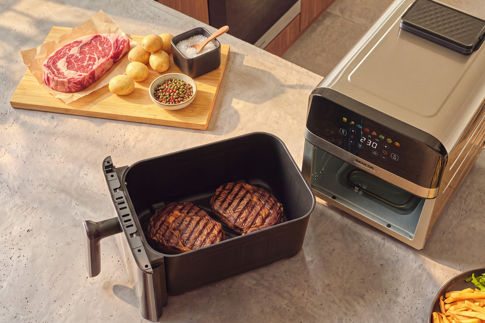 Vroubkované dno pro grilování – Sencor SFR 9800SS INOX DUAL HEAT PLUS