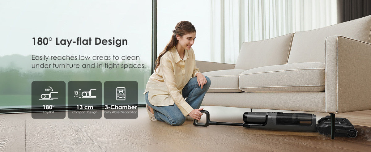 180° design pro úklid pod nábytkem – Tineco FLOOR ONE i6 Stretch Plus