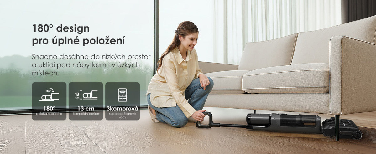 180° design pro úklid pod nábytkem – Tineco FLOOR ONE i6 Stretch Plus