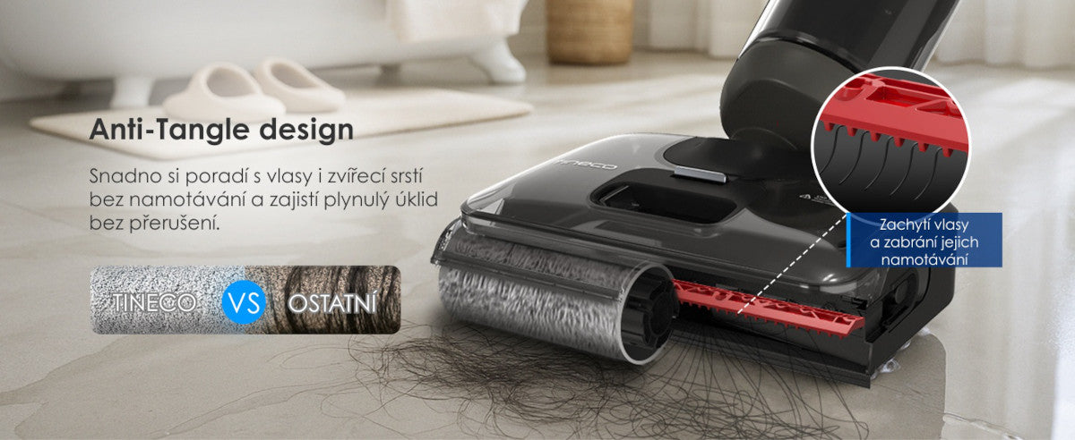 DualBlock Anti-Tangle proti namotávání vlasů – Tineco FLOOR ONE i6 Stretch Plus