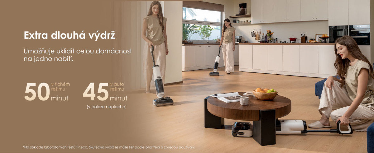 Výdrž baterie Tineco FLOOR ONE S5 Max