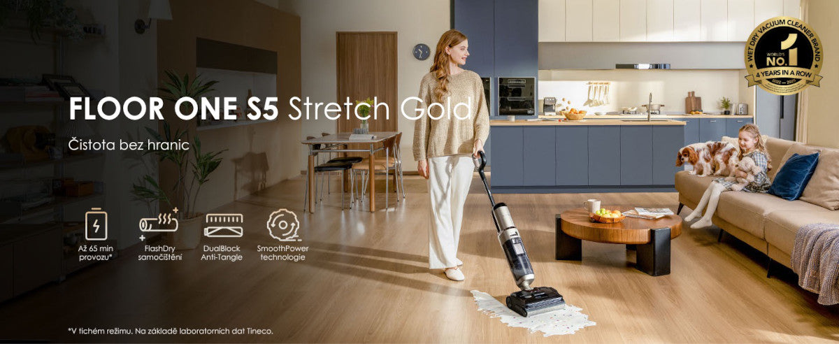 Vysávání a vytírání v jednom kroku – Tineco FLOOR ONE S5 Stretch Gold