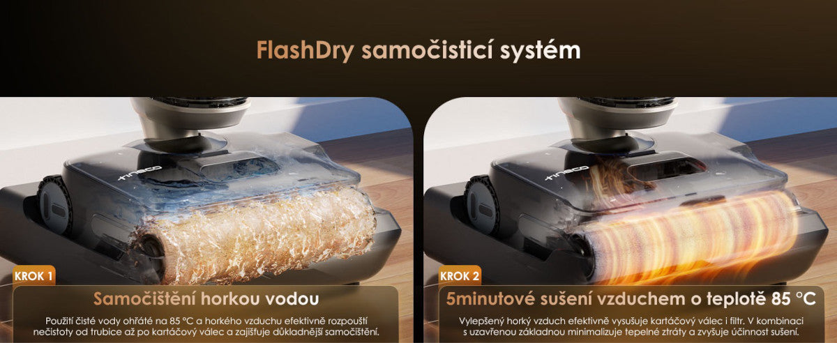Samočisticí systém FlashDry – Tineco FLOOR ONE S5 Stretch Gold