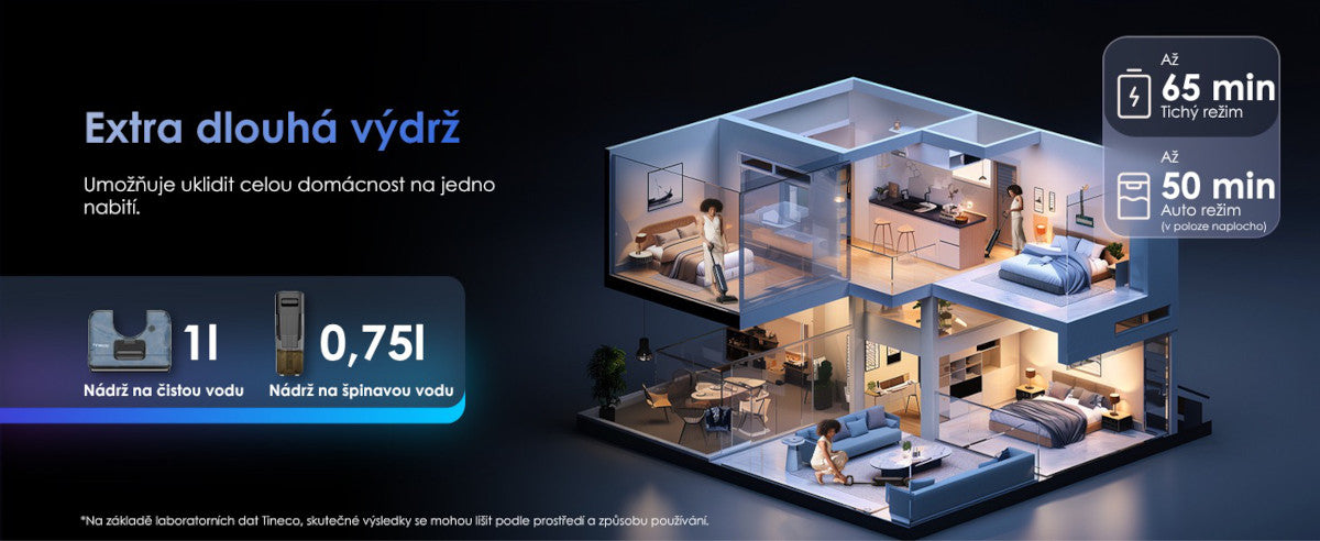 Výdrž baterie až 65 minut – Tineco FLOOR ONE S9 Artist Premium