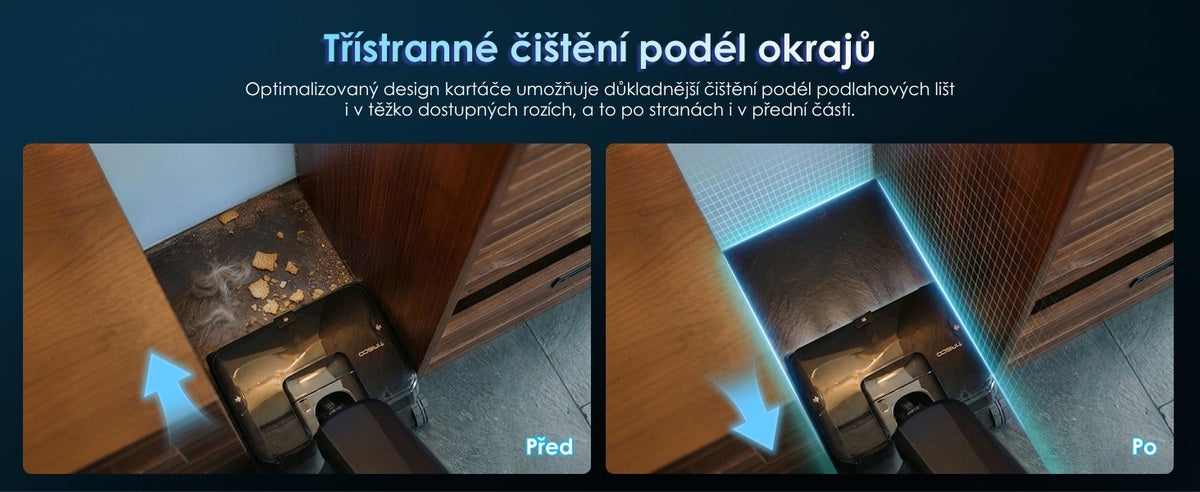 Trojstranné čištění podél hran Tineco FLOOR ONE Station S9 Artist