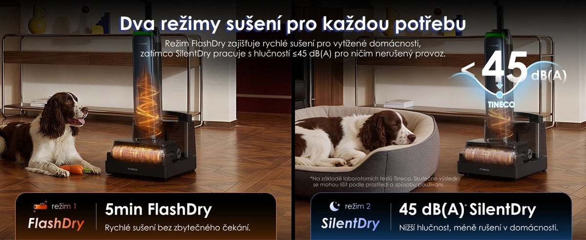 Samočištění FlashDry a SilentDry Tineco FLOOR ONE Station S9 Artist