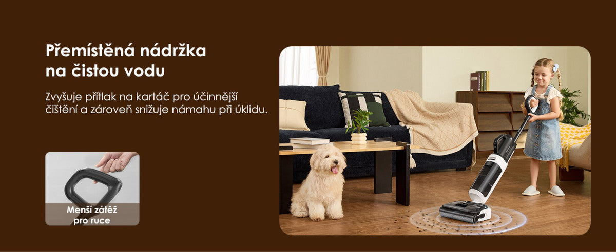 Chytře umístěná nádržka – Tineco FLOOR ONE Switch i5 Stretch