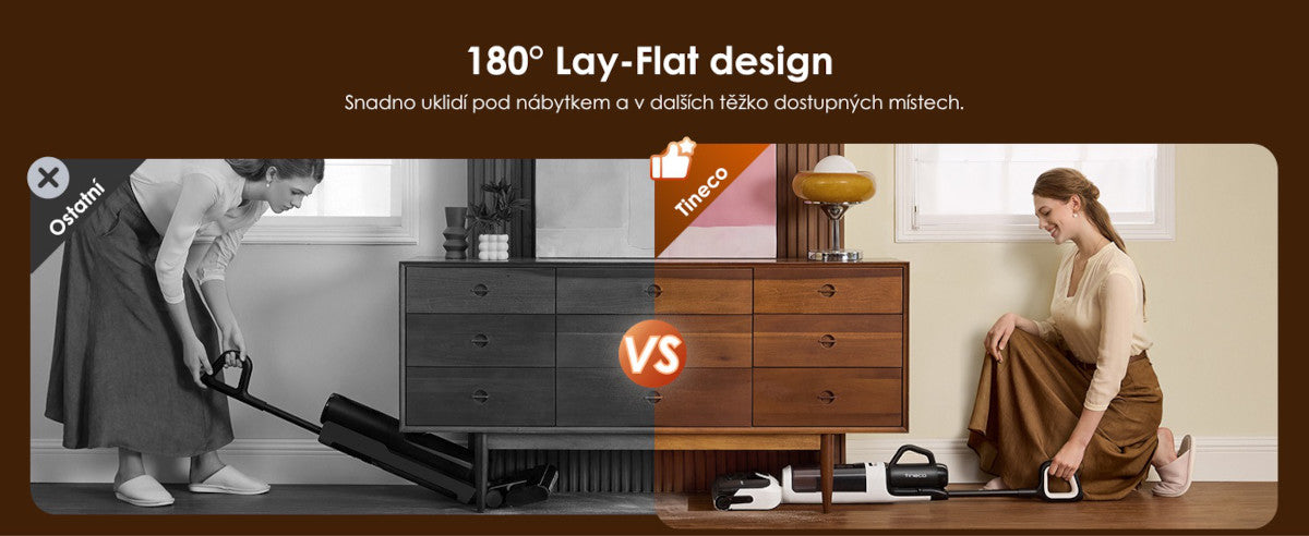 180° Lay-Flat úklid pod nábytkem – Tineco FLOOR ONE Switch i5 Stretch