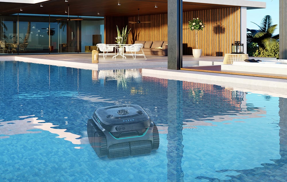 Wybot C2PRO v luxusním bazénu