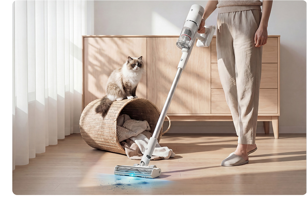 Modré světlo odhalí i jemný prach – Xiaomi Mijia Vacuum Cleaner 4